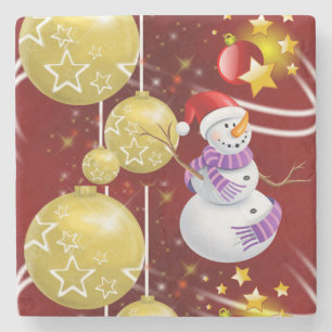 Porta copos de Pedra Marble de Natal, Snowman