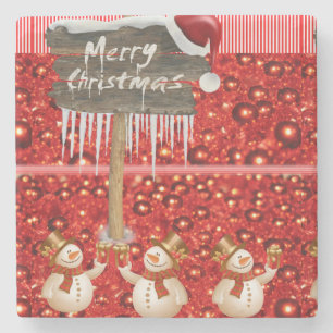 Porta copos de Pedra Marble de Natal, Snowman