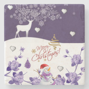 Porta copos de Pedra Marble de Natal, Snowman