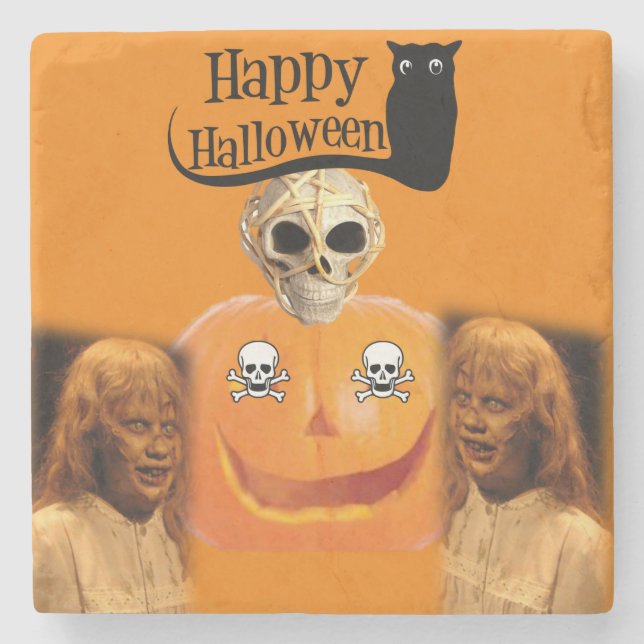 Porta copos de Pedra Marble Halloween (Frente)