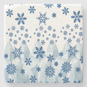 Porta copos de Pedra Marble Snowflake