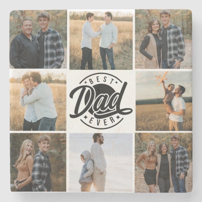 porta copos de pedra "Melhor Pai do Nunca" (Frente)