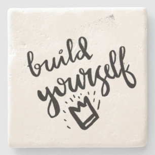 Porta copos de pedra motivacional