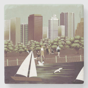 porta copos de pedra na paisagem urbana