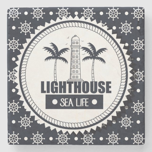 Porta copos de pedra náutica (Frente)