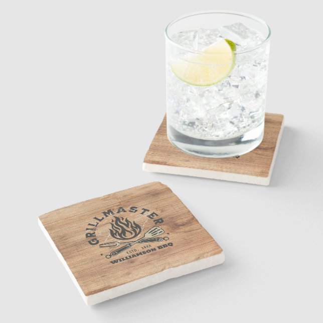 Porta copos de Pedra Personalizada Rustic GRILLMAS (Lateral)