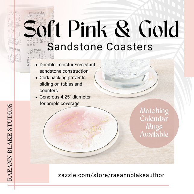 Porta copos de pedra redonda, Dourada e rosa macio (Criador carregado)