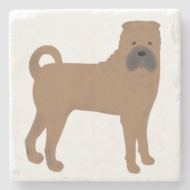 Porta copos de Pedra Shar Pei (Frente)