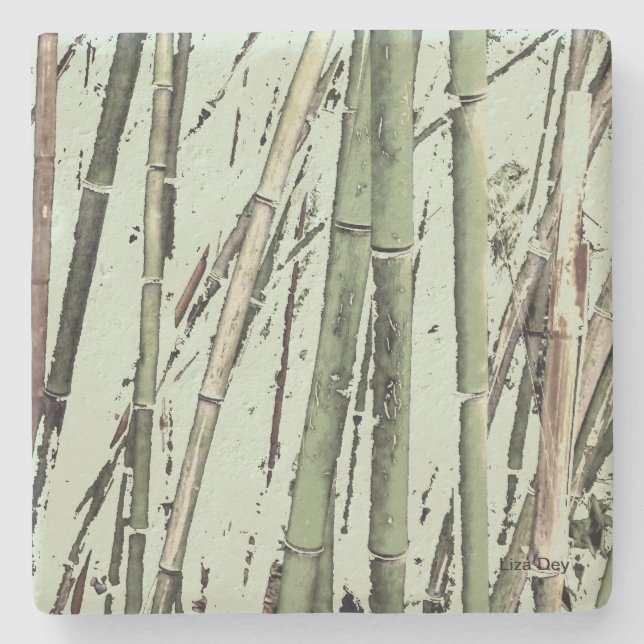 porta copos de pedra "Zen Bamboo" (Frente)