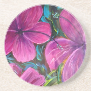 Porta copos de pintura de flores de Hibiscus rosa