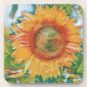  Porta-copos de plástico duro de girassol laranja 