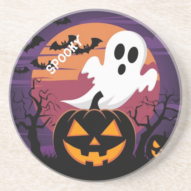 Porta copos de Sandstone do Halloween. (Frente)