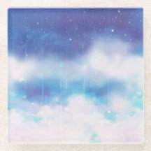 Porta copos de vidro da Nebulosa Azul Celestial