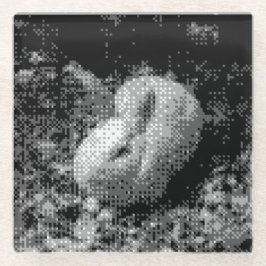 porta copos de vidro de coelho pixelizado