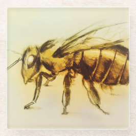 Porta copos de vidro fino de abelha amarela, desen