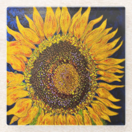 Porta copos de vidro girassol