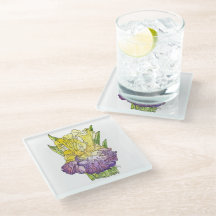 Porta copos De Vidro - Iris Amarelo e Puro Aquarel