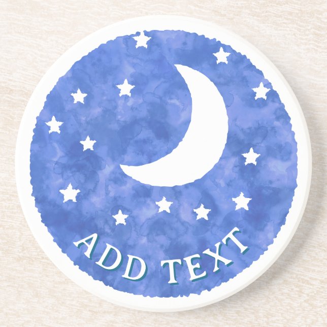 Porta-copos Decoração de Aquarela de Lua e Estrelas (Frente)