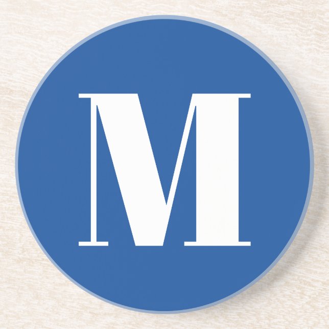 Porta-copos Deep Blue - Letra inicial Monograma Na moda modern (Frente)