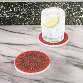 Porta-copos Deep Red Rudbeckia Floral Mandala