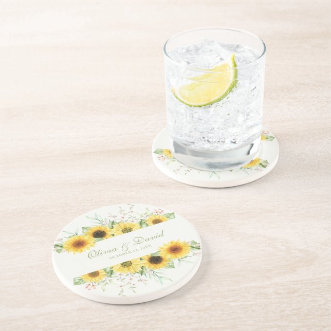 Porta-copos Delícia Rústica de Casamento com Girassóis (Lateral)