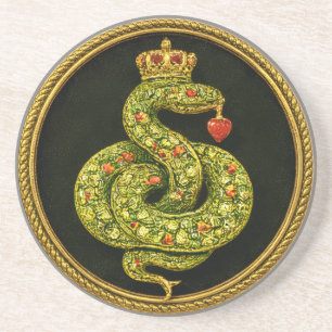 Porta-copos Desenho de serpente Tudor Elizabethano com rubi or
