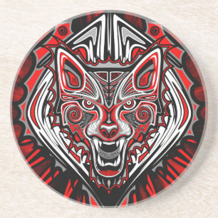 Porta-copos Desenho de Totem Tribal Haida de Lobo