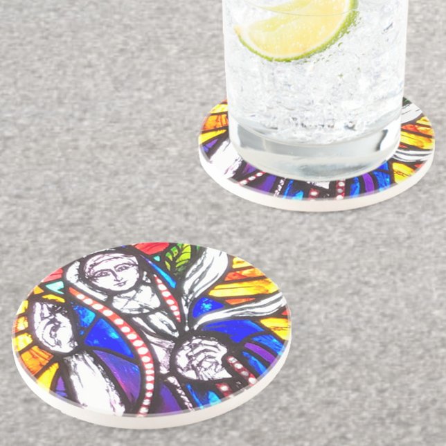Porta-copos Desenho de Vidro Pintado com Figura Religiosa. (Criador carregado)