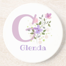Porta-copos Desenho Floral com o Nome e Inicial do Usuário