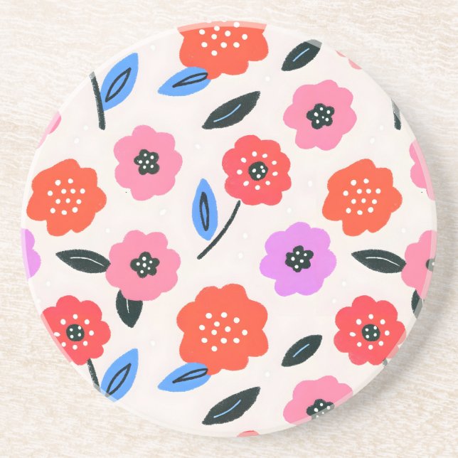 Porta-copos Desenho Han de padrão de flores (Frente)
