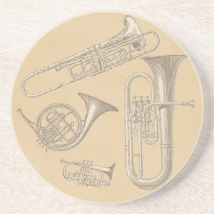 Porta-copos Desenhos do vintage dos instrumentos de bronze