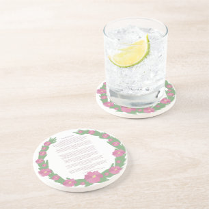 Porta-copos Desiderata Pink Floral Wreath por Max Ehrmann