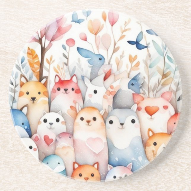 Porta-copos Design bonitinho de animais florais (Frente)