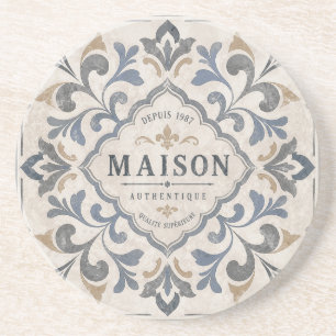 Porta-copos Design de Azulejo Ornamental Vintage com Tipografi