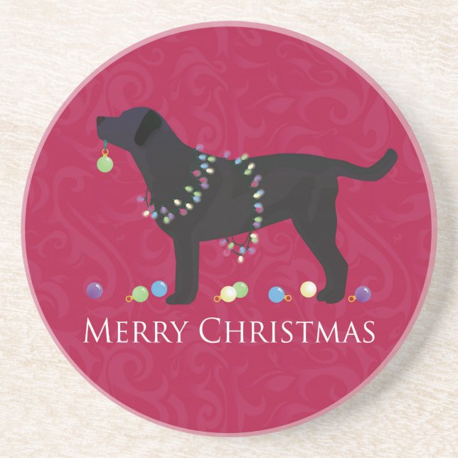 Porta-copos Design de Natal Merry Black Lab (Frente)