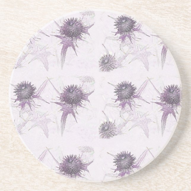 Porta-copos design de natureza cardo roxo (Frente)