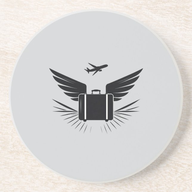 Porta-copos Design de silhueta preta de uma mala viagem (Frente)