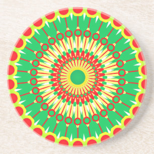 Porta-copos Design do Círculo Vermelho Verde de Mandala- 58577
