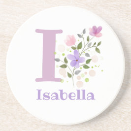Porta-copos Design do Nome de adição inicial e flores