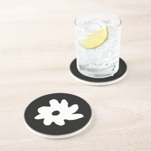 Porta-copos design floral. uma flor negra e branca