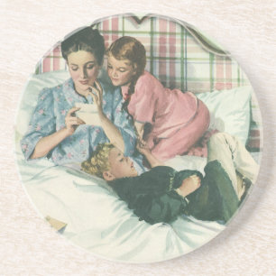 Porta-copos Dia das Mães Vintage, Crianças Lendo Cartões na Ca