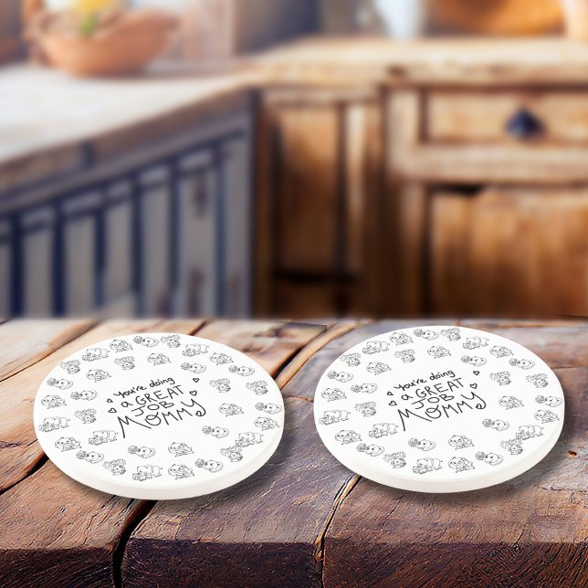 Porta-copos Dia de as mães de Mãe e Me de Elefante (Elephant Mum & Me Mother's Day round Coaster)