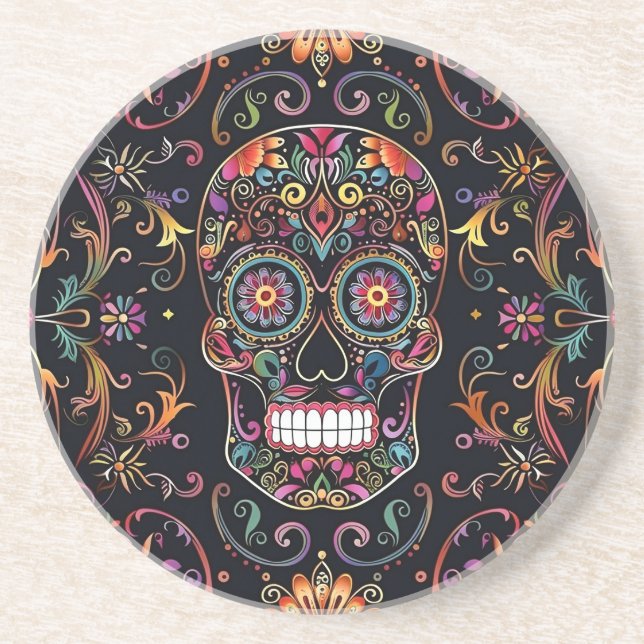 Porta-copos Dia de los Muertos Sugar Skull Stone (Frente)