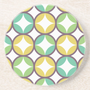 Porta-copos Diamante retrô em padrão circular Azul Dourado