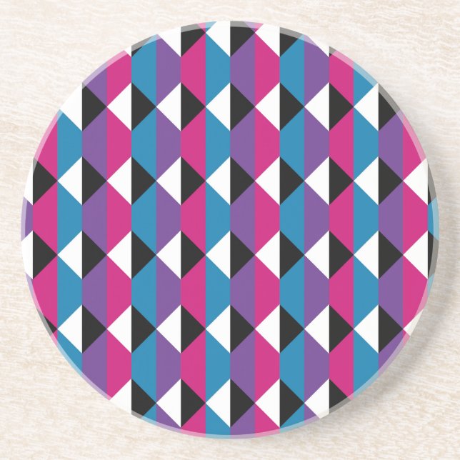 Porta-copos Diamante roxo, rosa, azul, preto e branco (Frente)