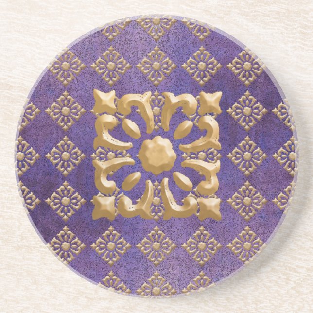 Porta-copos Diamantes roxos e Dourados (Frente)