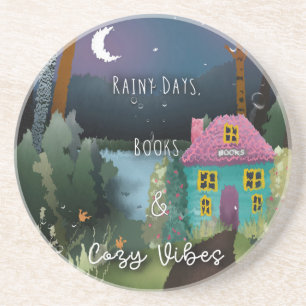 Porta-copos Dias chuvosos, Livros e Víblias pintadas à mão Des