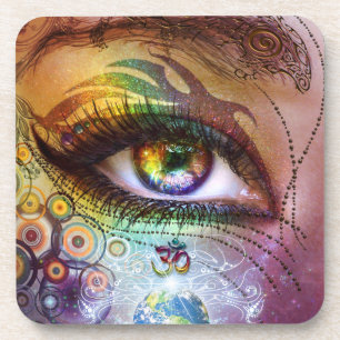 Porta copos do amor & da luz do olho do arco-íris