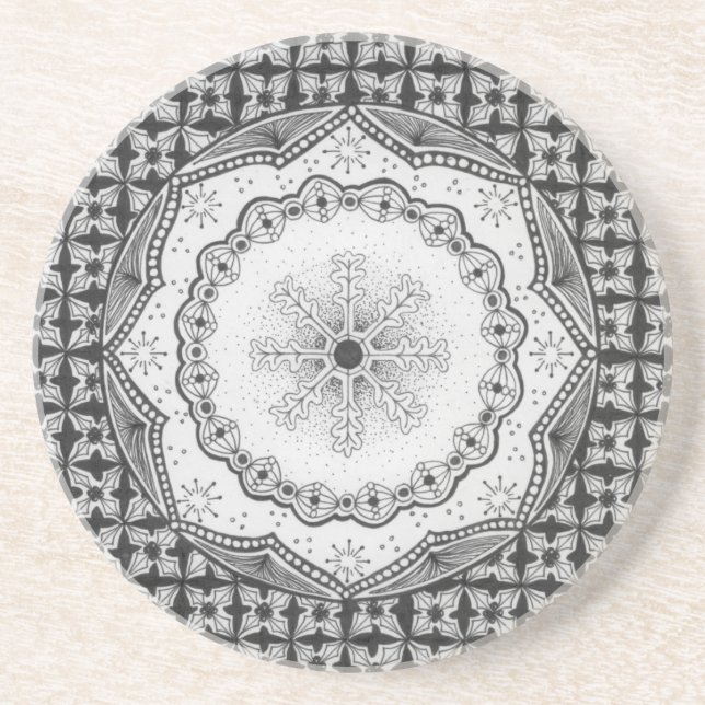 Porta copos do arenito do azevinho & do floco de (Frente)