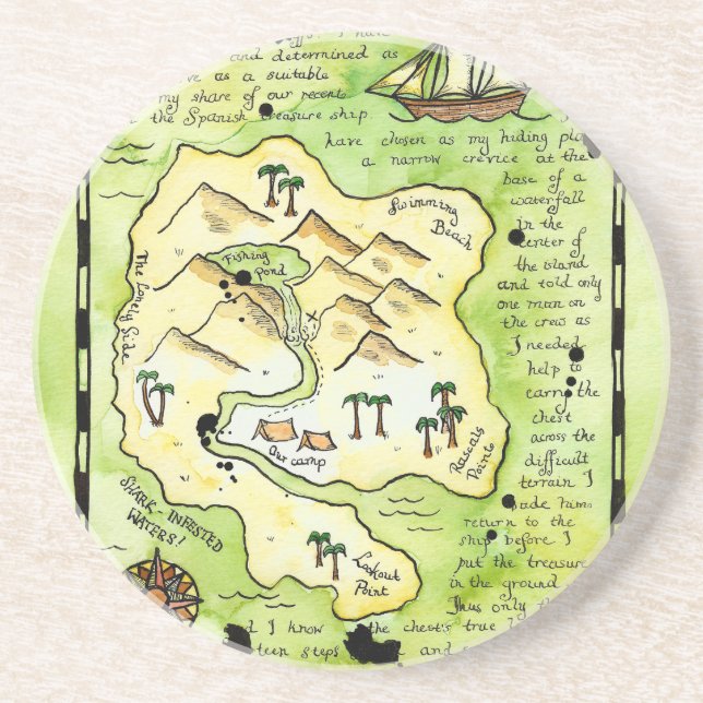 Porta copos do mapa do tesouro da ilha dos patifes (Frente)